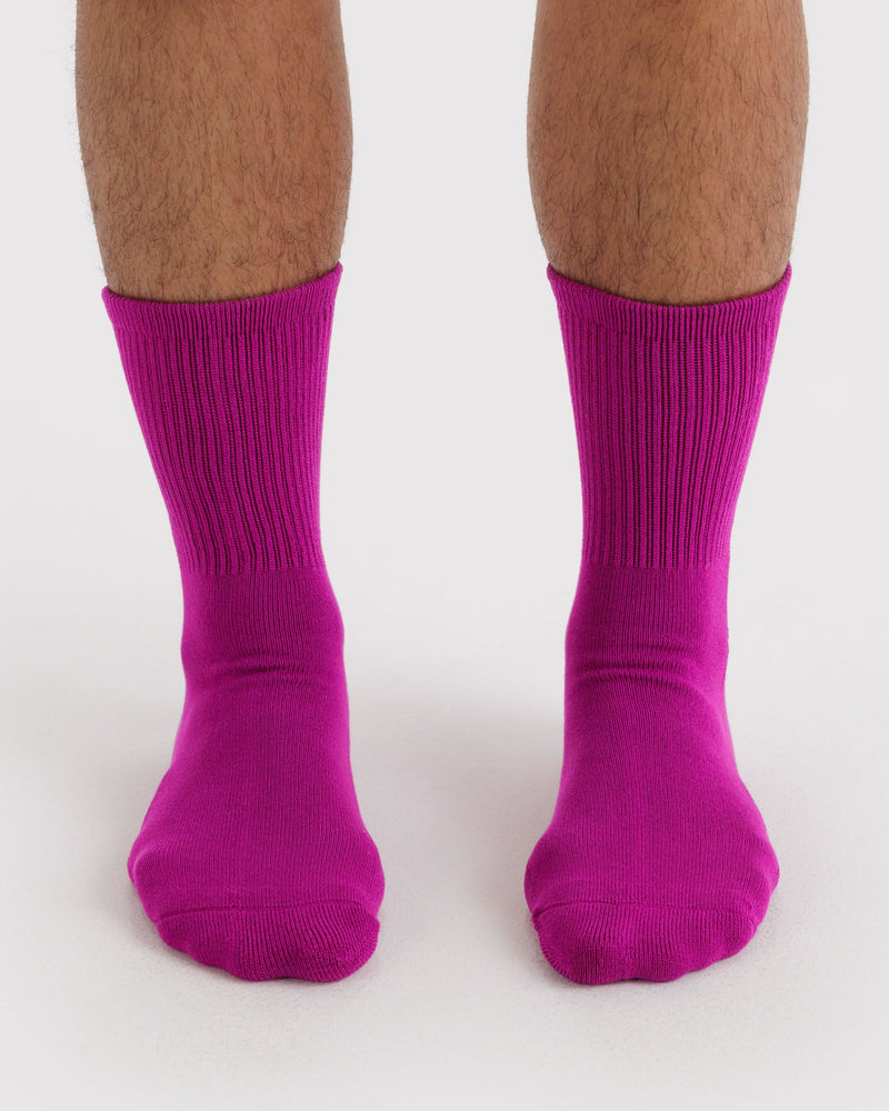 BAGGU  Ribbed Sock - Deep Fuchsia