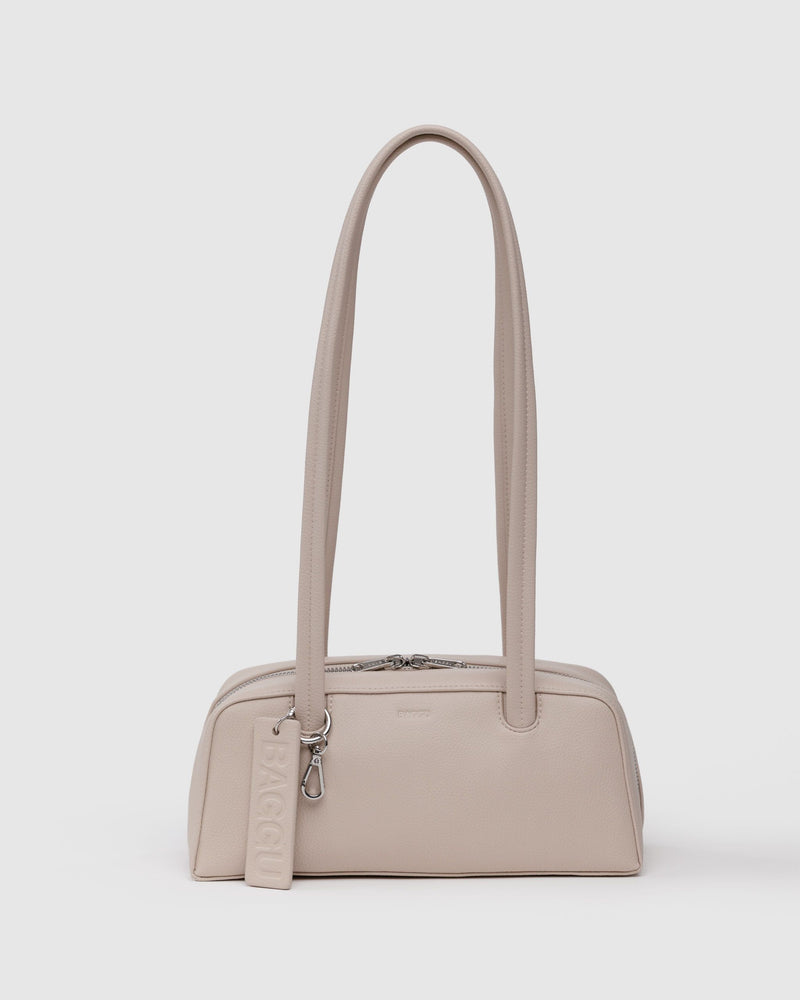 BAGGU  Small Recycled Leather Bowler Bag - Stone