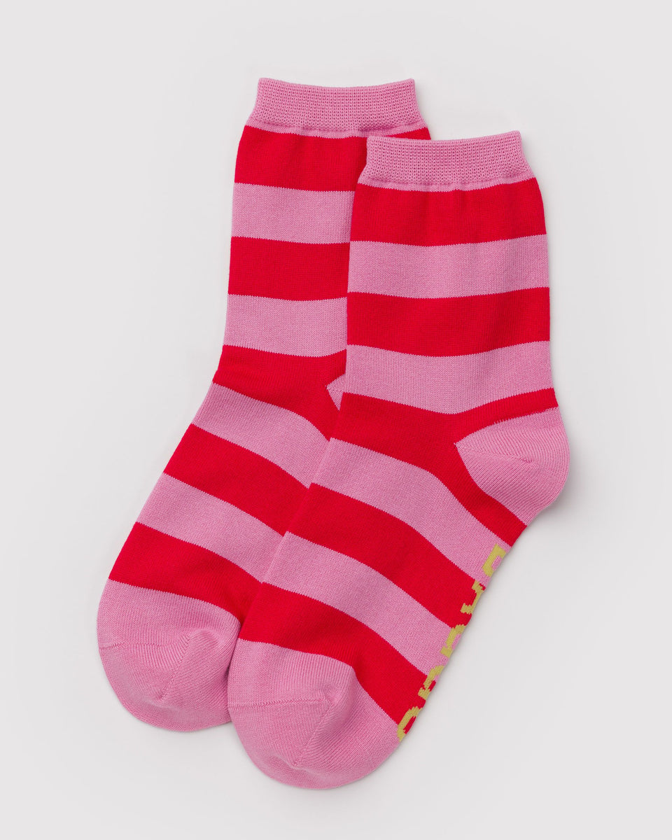 BAGGU Products Crew Sock - Pink Stripe