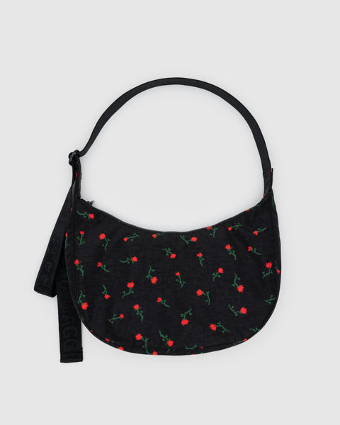 BAGGU Crossbody Bags Medium Nylon Crescent Bag - Painted Wildflower