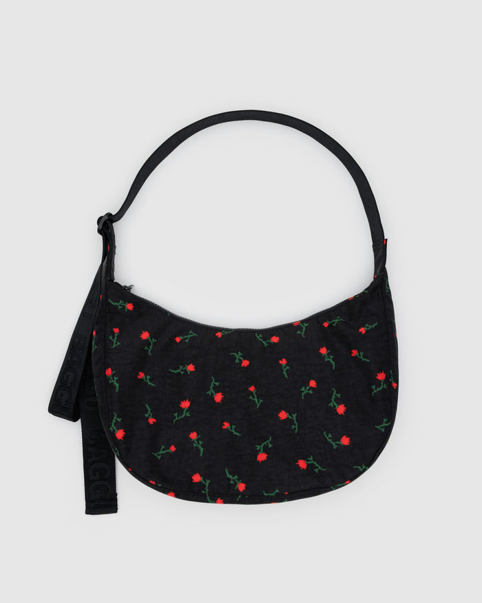 BAGGU Crossbody Bags Medium Nylon Crescent Bag - Painted Wildflower