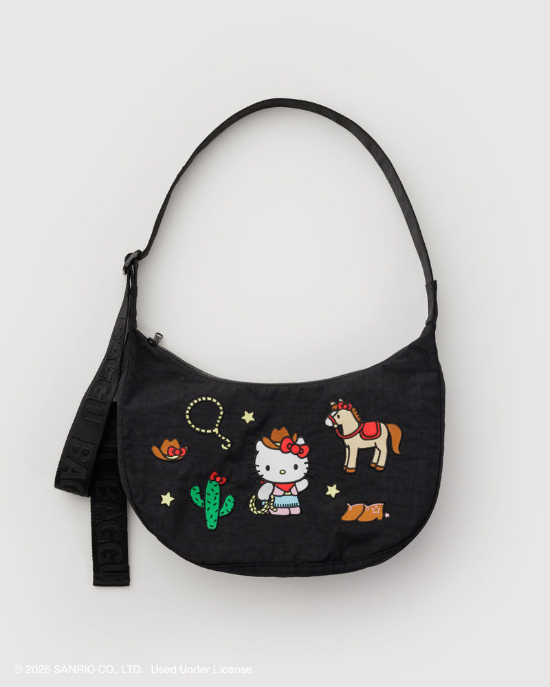 BAGGU Crossbody Bags Medium Nylon Crescent Bag - Embroidered Hello Kitty Western