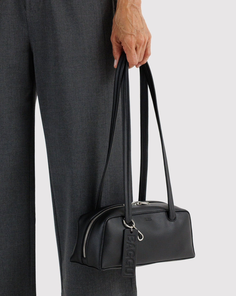 BAGGU  Small Recycled Leather Bowler Bag - Black