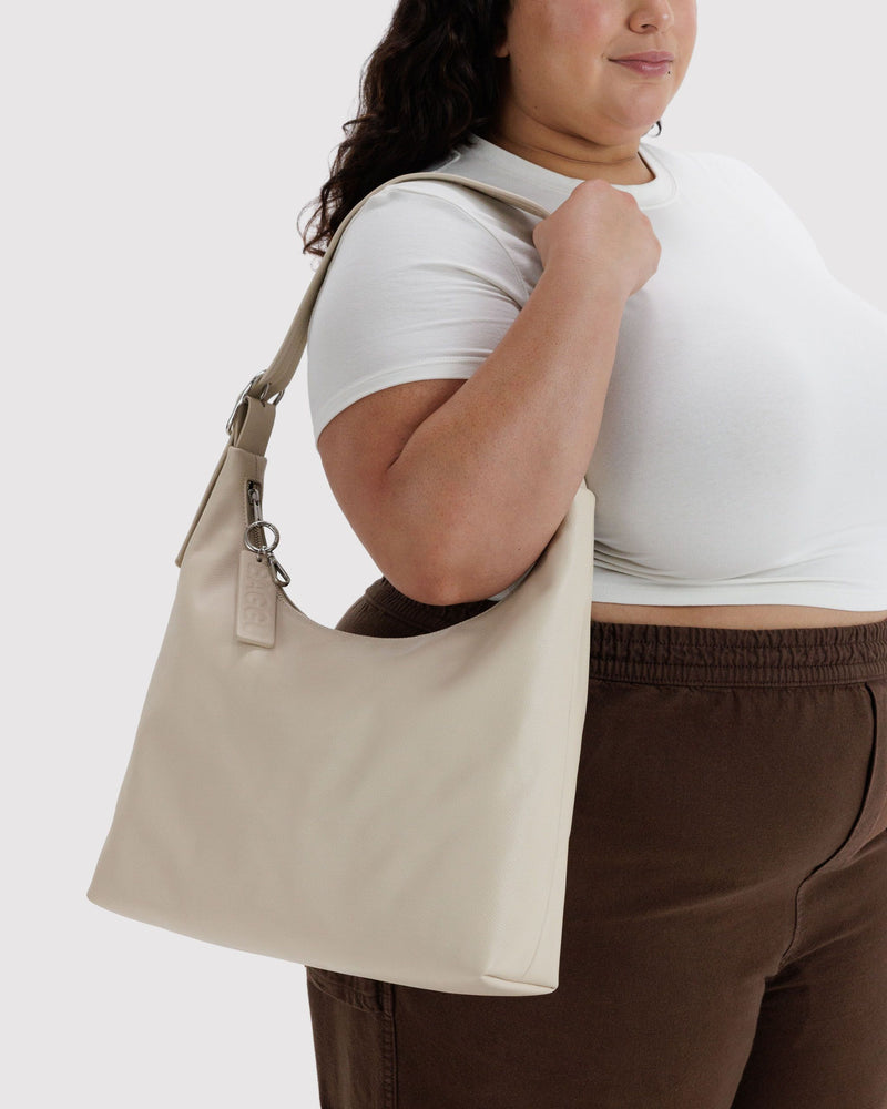 BAGGU  Recycled Leather Shoulder Bag - Stone