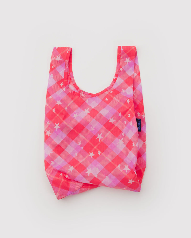 BAGGU Reusable Bags Baby Baggu - Pink Star Plaid
