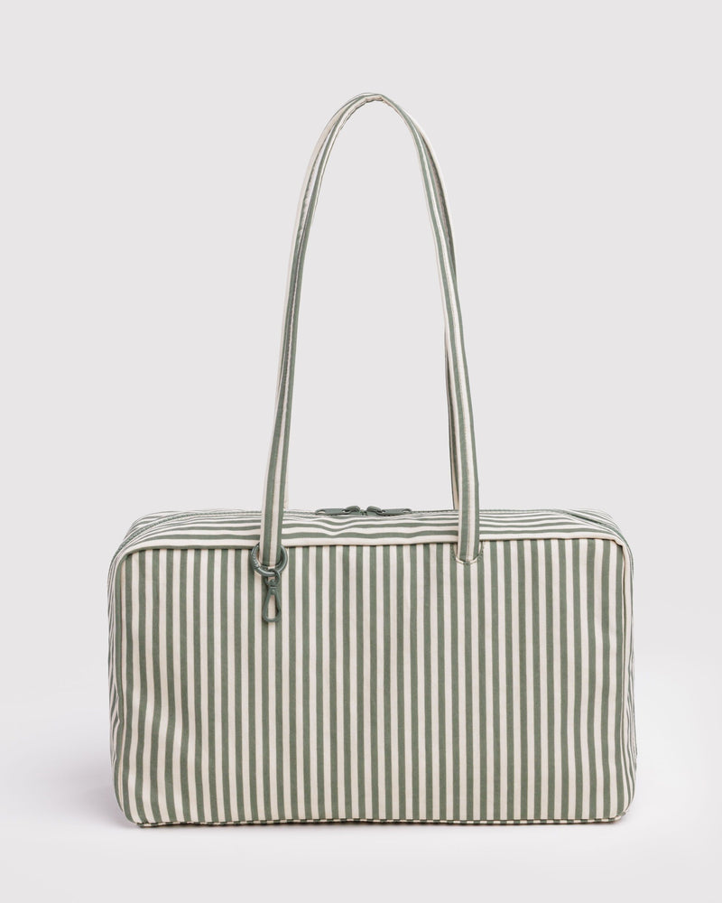 BAGGU  Medium Nylon Bowler Bag - Sage Stripe