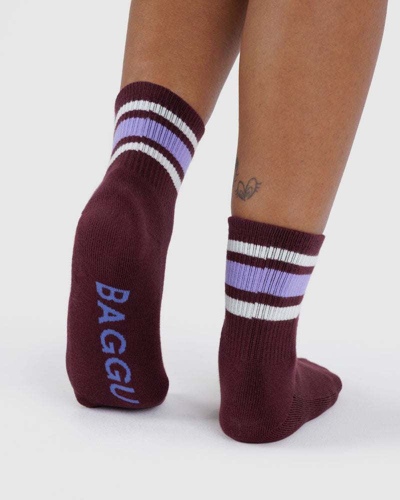 BAGGU  Ribbed Sock - Mahogany Stripe