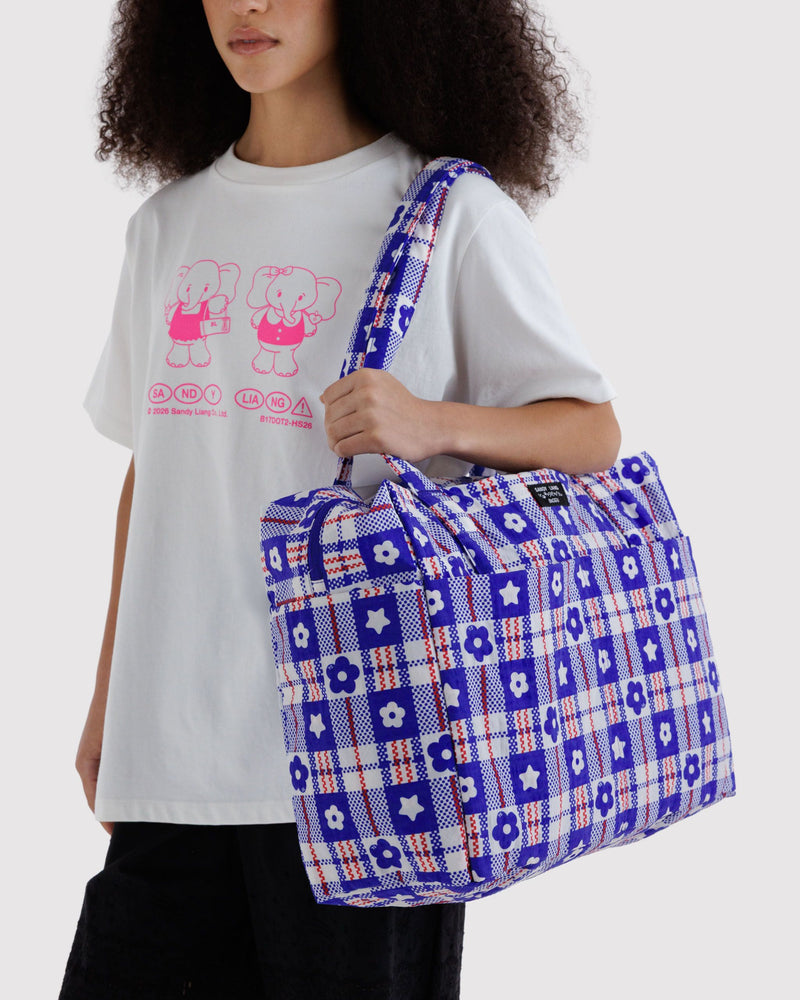 BAGGU  Cloud Carry-on - Market Plaid Blue