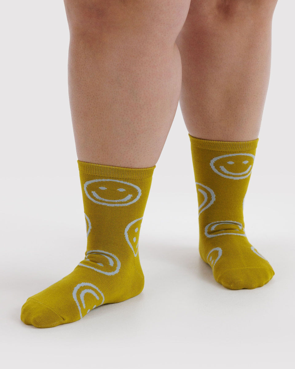 BAGGU Crew Socks Crew Sock - Ochre Happy