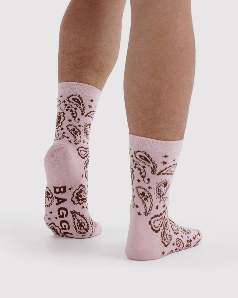 BAGGU Socks and Slippers Crew Sock - Paisley Pink