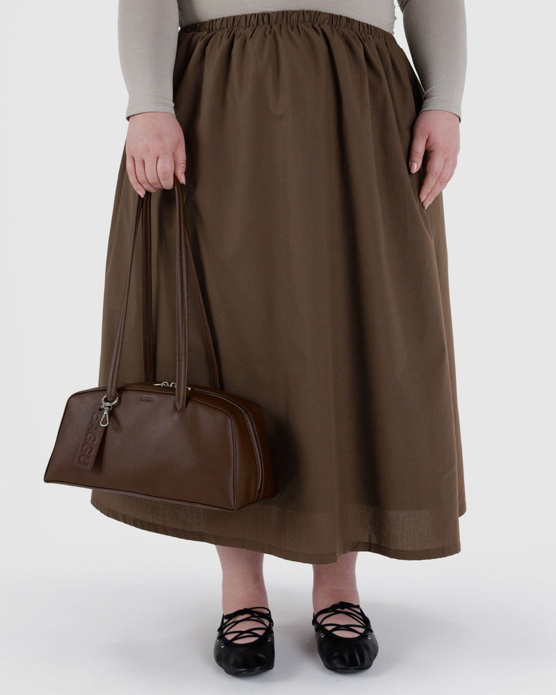 BAGGU  Recycled Leather Bowler Bag - Brown
