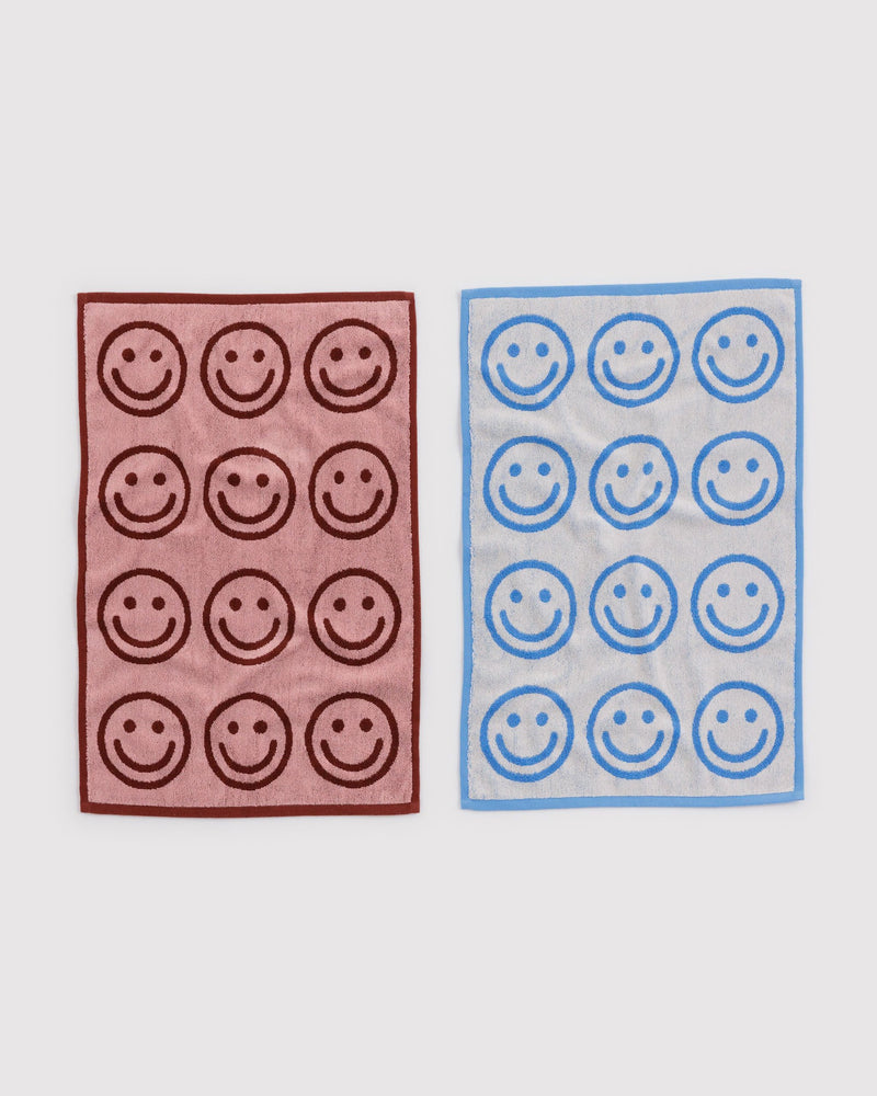 BAGGU  Hand Towel Set of 2 - Sky Blue and Blush Happy