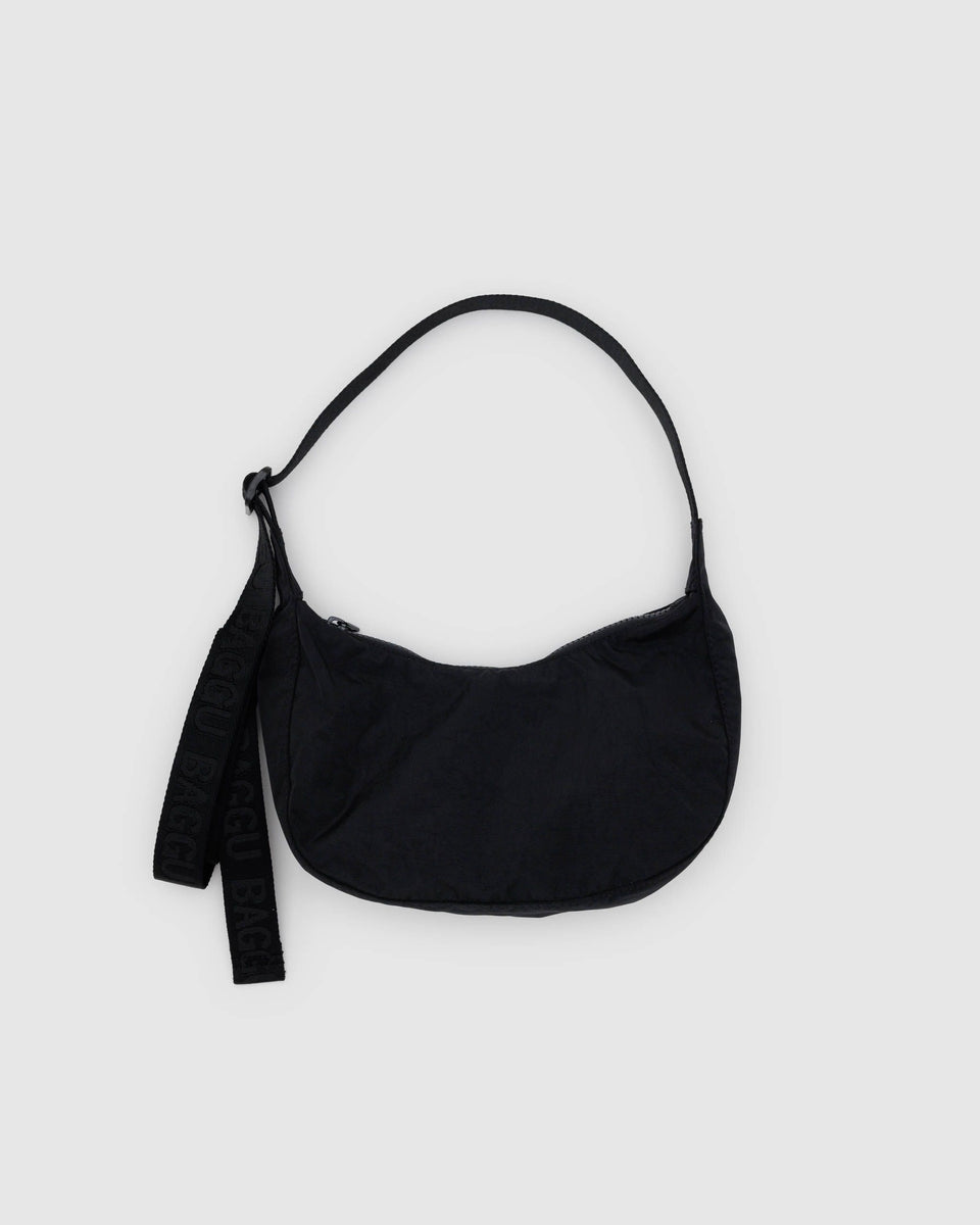 BAGGU Returnly Test Small Nylon Crescent Bag - Black