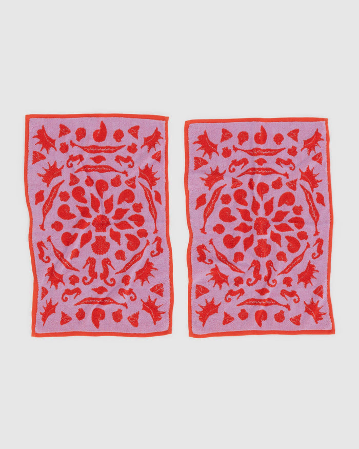 BAGGU Summer Prints Hand Towel Set of 2 - Sea Shells