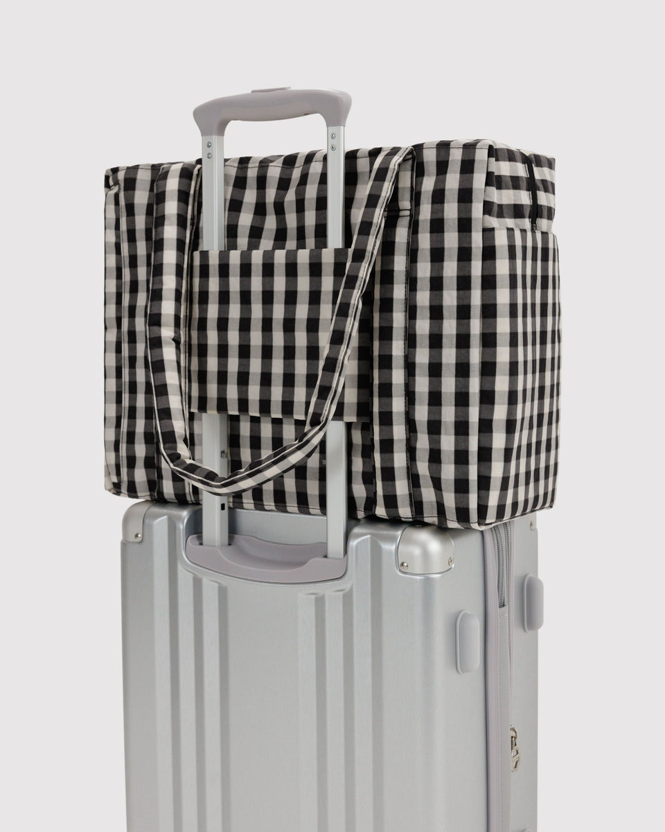 BAGGU Returnly Test Small Cloud Carry-On - Black and Cream Gingham