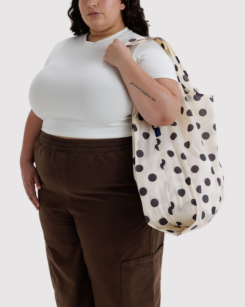 BAGGU  Big Baggu - Cream and Black Polka Dot