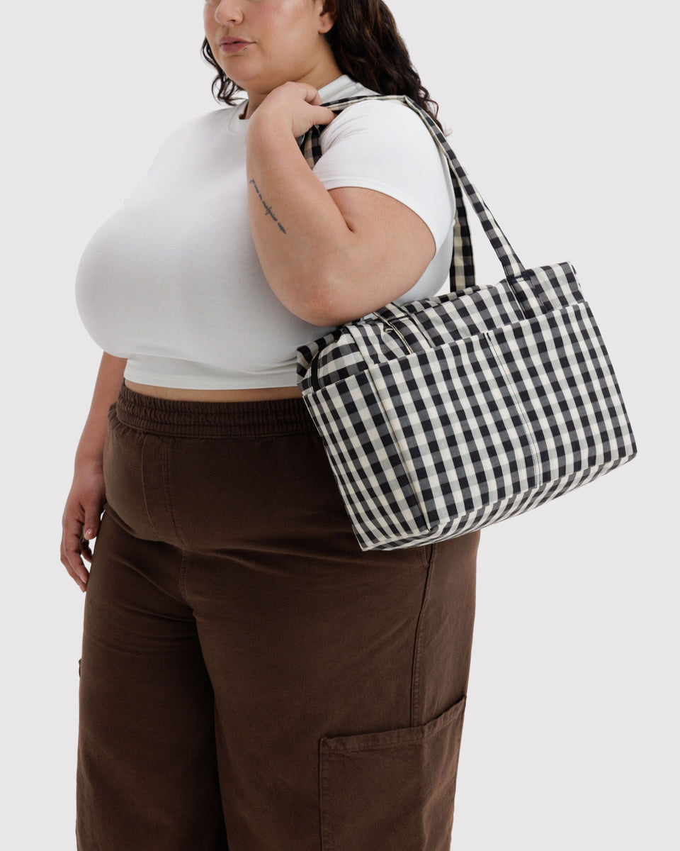 BAGGU Returnly Test Everyday Cloud Bag - Black and Cream Gingham