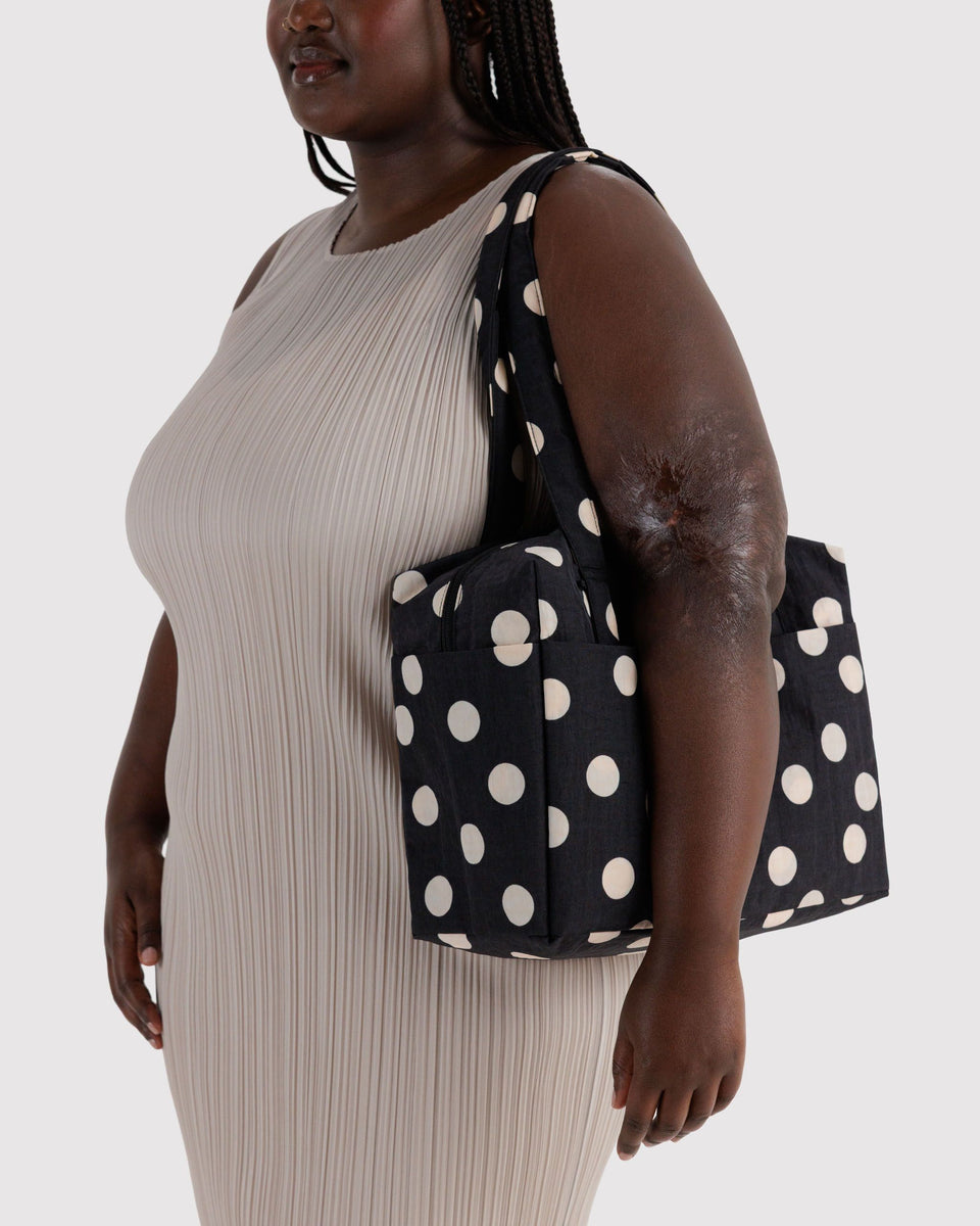 BAGGU Black Bags Everyday Cloud Bag - Black and Cream Polka Dot