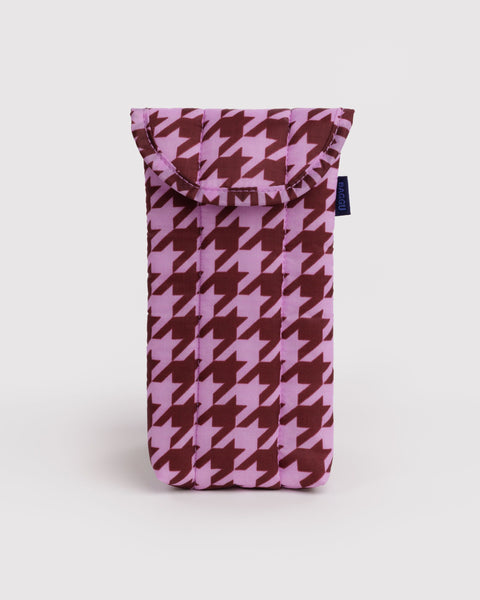 BAGGU Accessories Puffy Glasses Sleeve - Pink Houndstooth