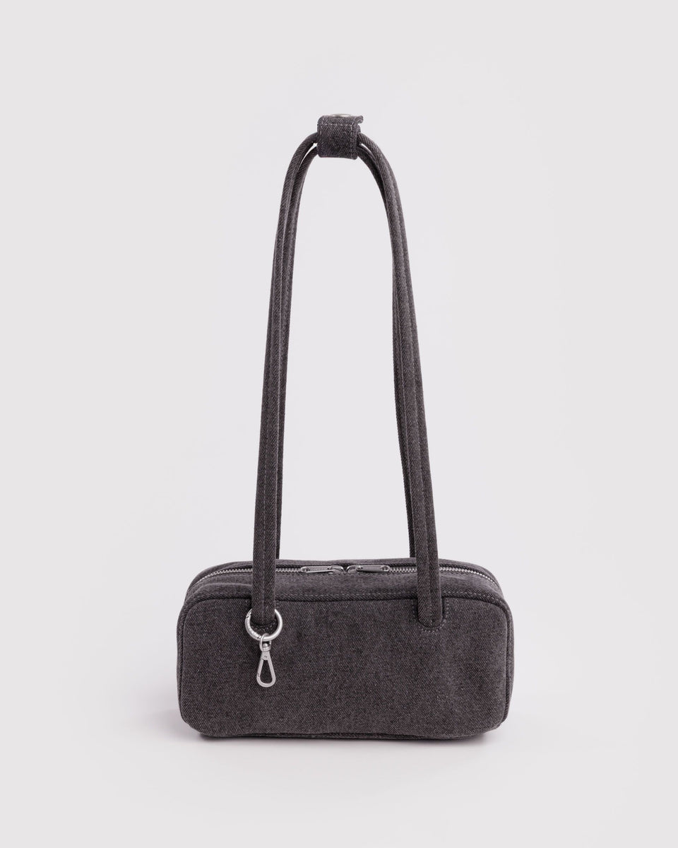 BAGGU Denim Small Denim Bowler Bag - Washed Black Denim