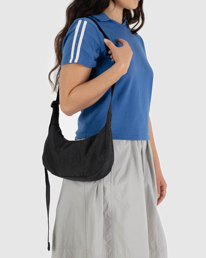 BAGGU  Small Nylon Crescent Bag - Black
