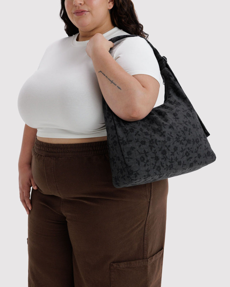 BAGGU  Nylon Shoulder Bag - Charcoal Ditsy Floral