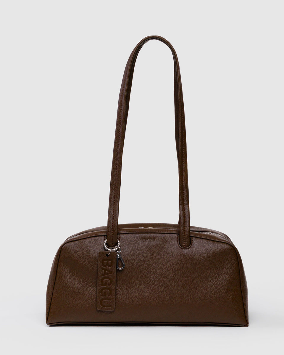 BAGGU Recycled Leather 2025 - Shipping Recycled Leather Bowler Bag - Brown