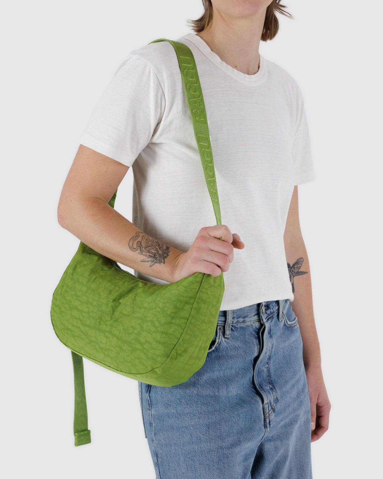 Medium Nylon Crescent Bag - Green Juice