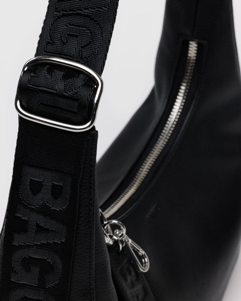 BAGGU  Small Recycled Leather Crescent Bag - Black