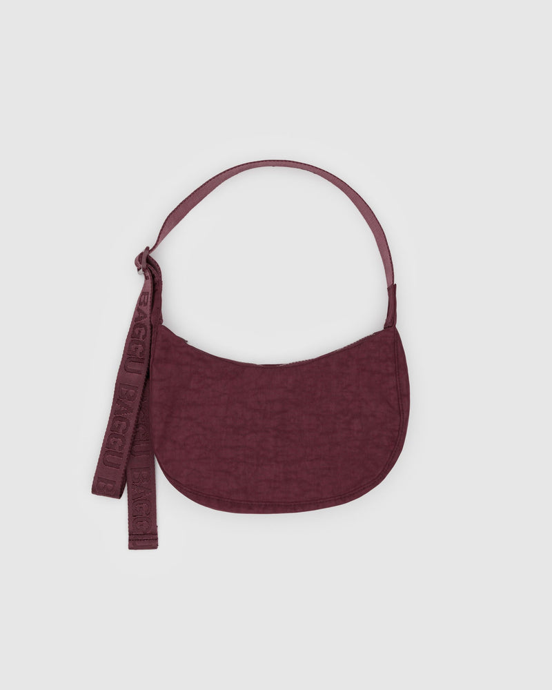 BAGGU  Small Nylon Crescent Bag - Mahogany