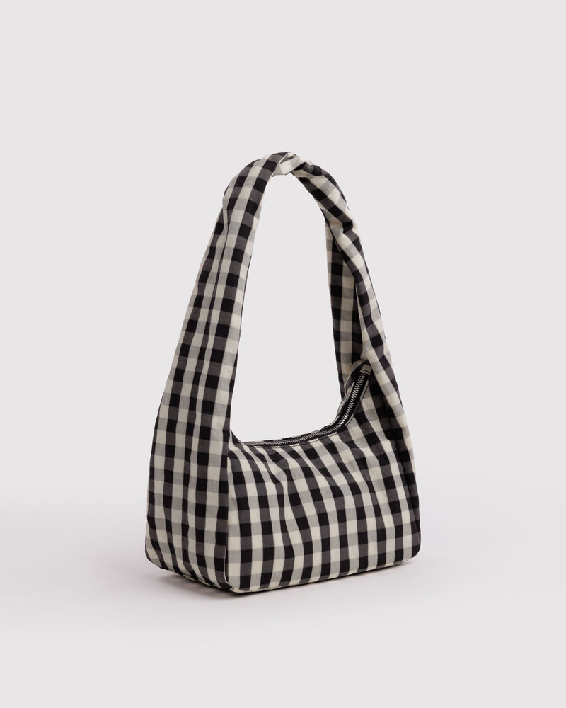 BAGGU Black Bags Small Nylon Meringue Bag - Black and Cream Gingham