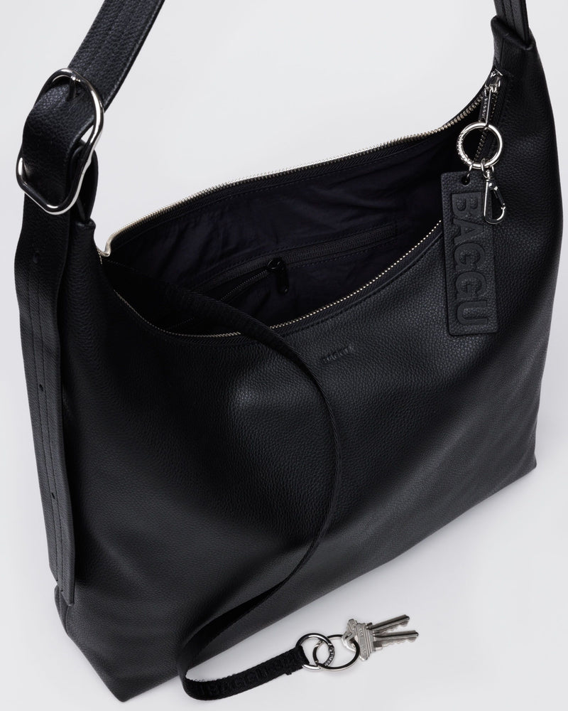 BAGGU  Recycled Leather Shoulder Bag - Black