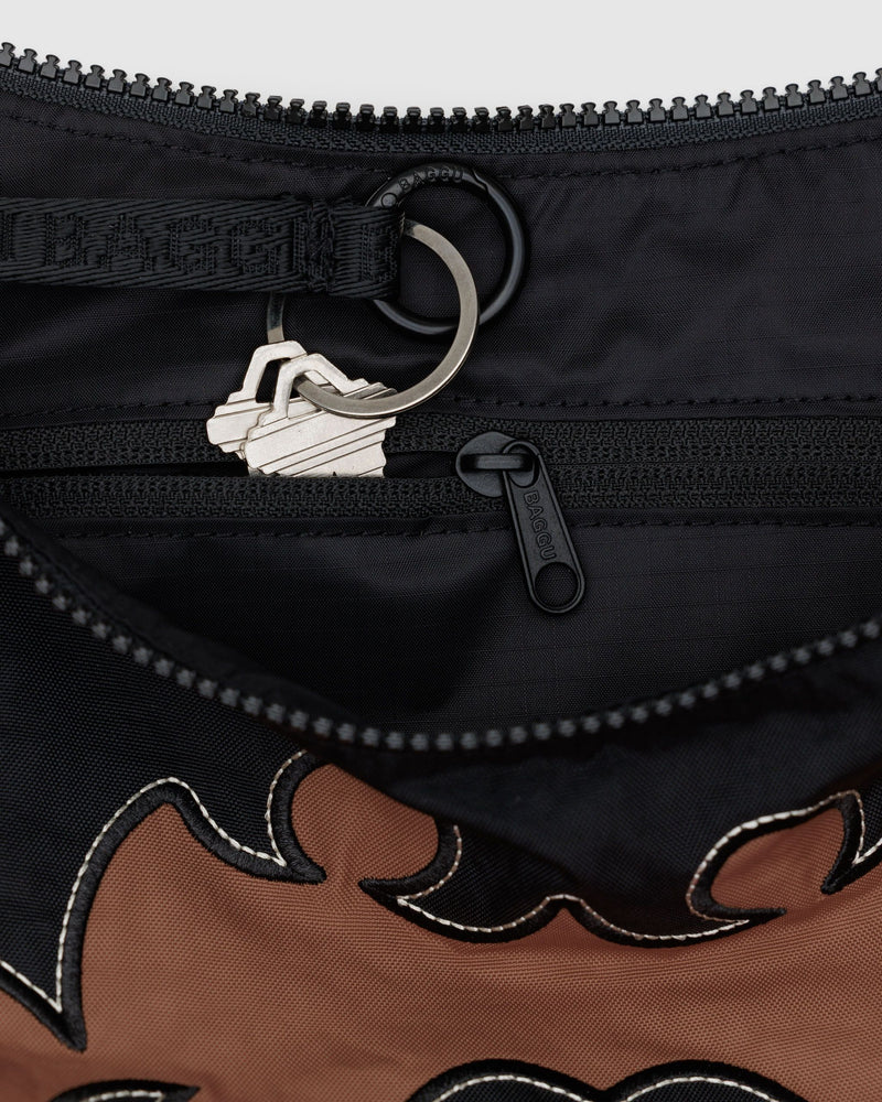 BAGGU Crossbody Bags Medium Nylon Crescent Bag - Western Appliqué