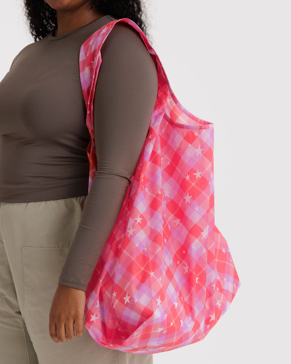 BAGGU.com Reusable Bags Big Baggu - Pink Star Plaid
