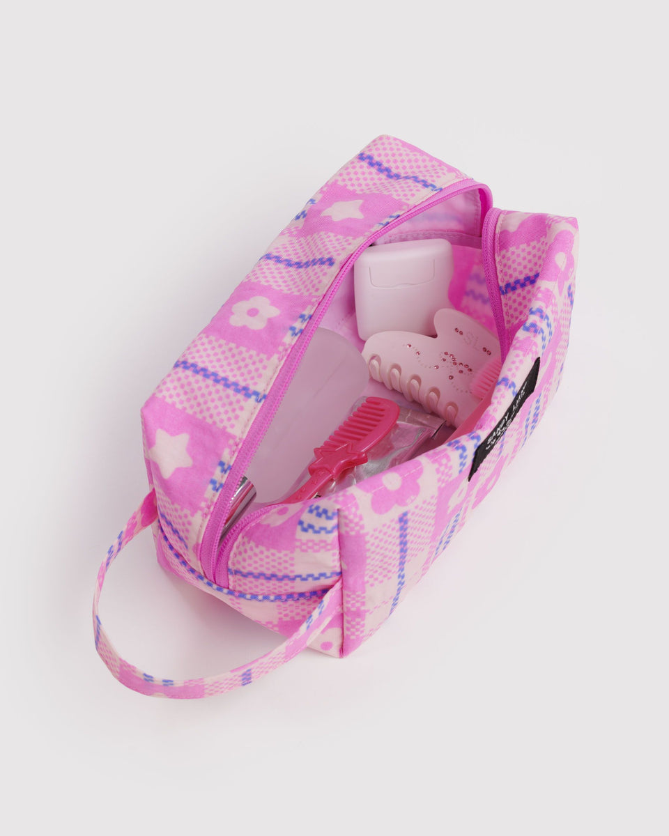 BAGGU Travel Dopp Kit - Market Plaid Pink