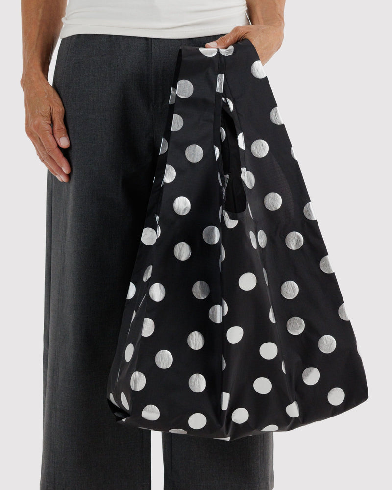 BAGGU Standard Standard Baggu - Silver Metallic Polka Dot