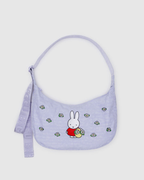 BAGGU Crossbody Bags Medium Nylon Crescent Bag - Embroidered Miffy