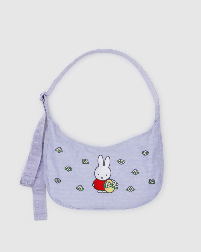 BAGGU Crossbody Bags Medium Nylon Crescent Bag - Embroidered Miffy