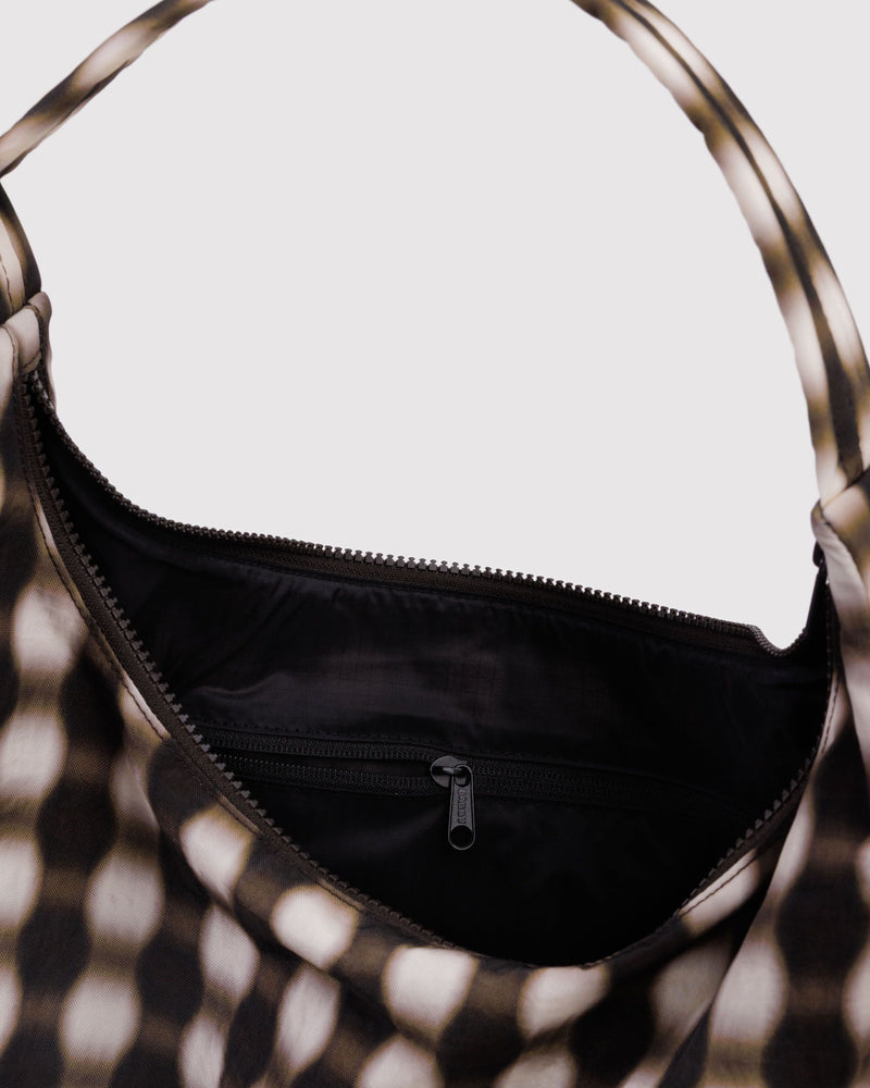 BAGGU  Nylon Shoulder Bag - Blurred Gingham Brown