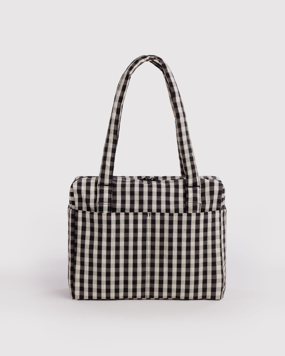 BAGGU Returnly Test Small Cloud Carry-On - Black and Cream Gingham