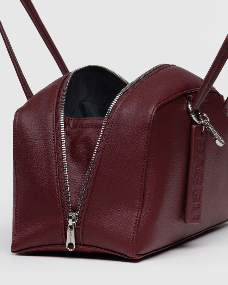BAGGU  Recycled Leather Bowler Bag - Mahogany