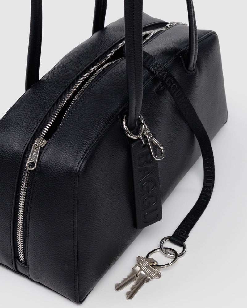 BAGGU  Recycled Leather Bowler Bag - Black