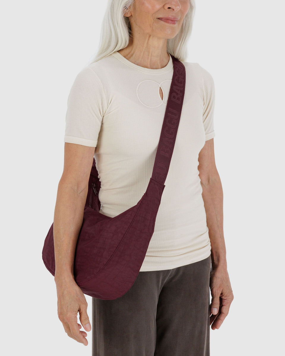 BAGGU New Arrivals Medium Nylon Crescent Bag - Mahogany