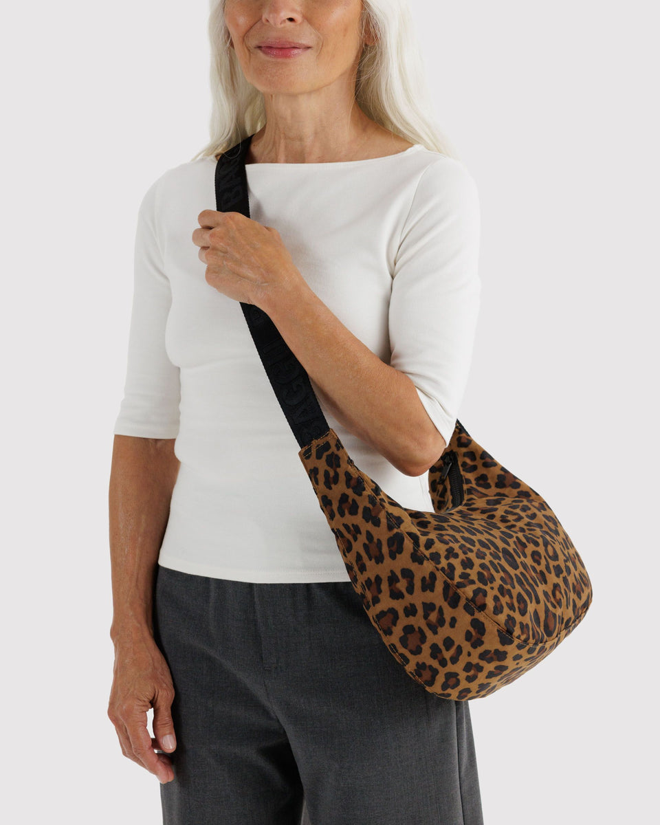 BAGGU New Arrivals Medium Nylon Crescent Bag - Leopard