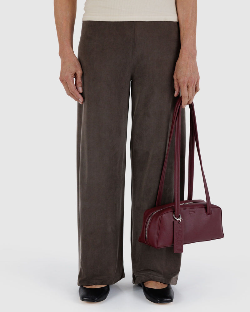 BAGGU  Small Recycled Leather Bowler Bag - Mahogany