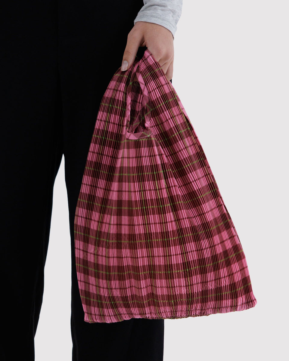 BAGGU New Arrivals Pleated Baggu - Azalea Pink Tartan