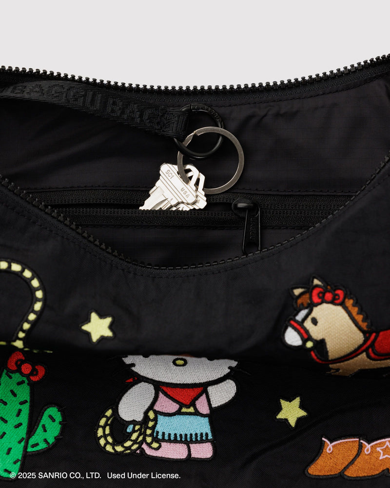 BAGGU Crossbody Bags Medium Nylon Crescent Bag - Embroidered Hello Kitty Western