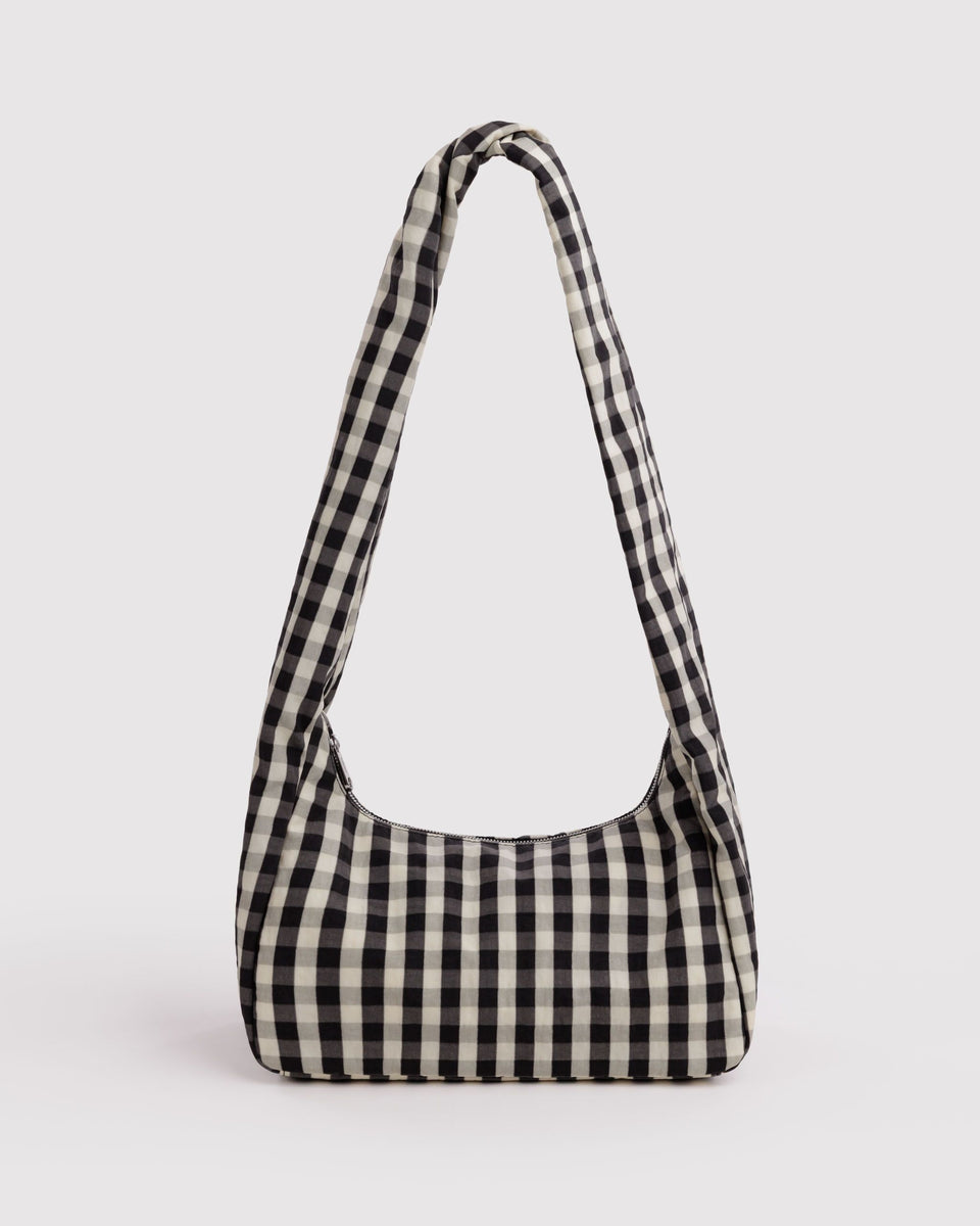 BAGGU Black Bags Nylon Meringue Bag - Black and Cream Gingham