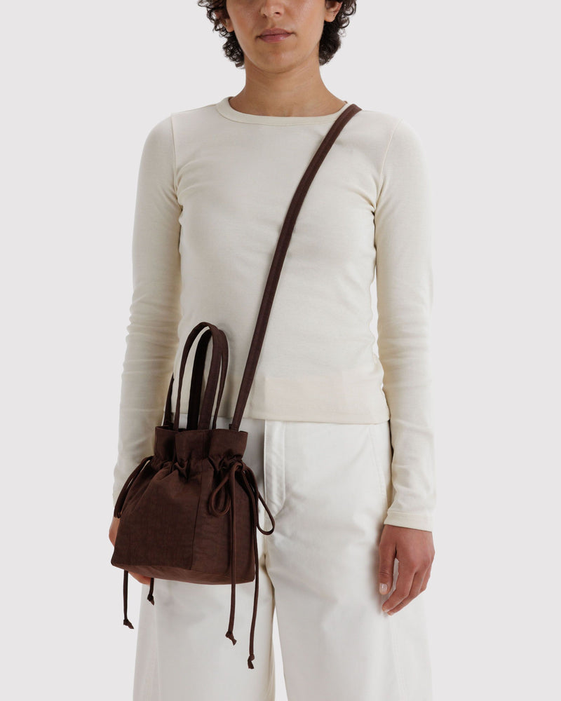 BAGGU  Nylon Drawstring Bag - Coffee