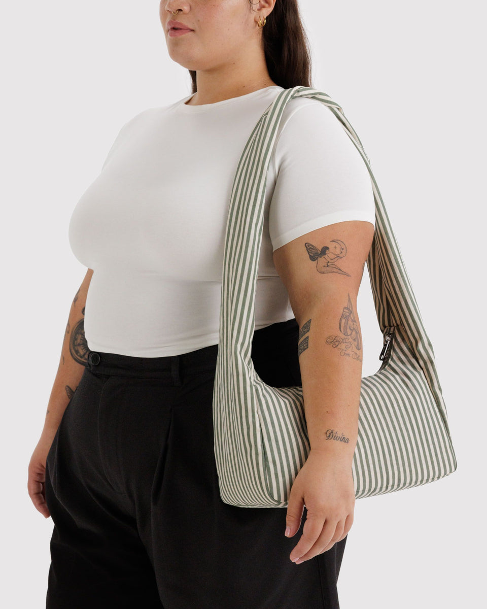 BAGGU Products Nylon Meringue Bag - Sage Stripe